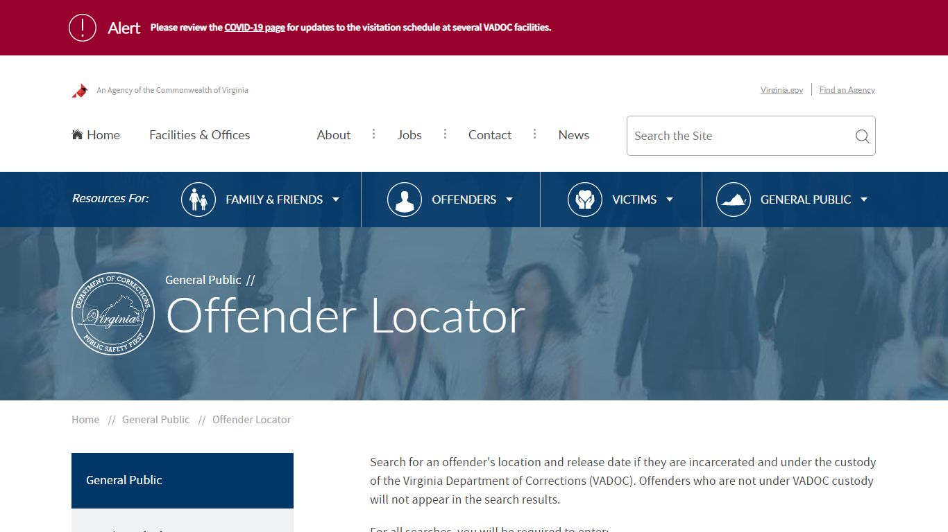 Offender Locator — Virginia Department of Corrections